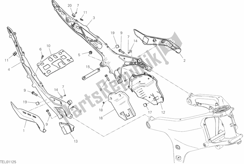 All parts for the Rear Frame Comp. Of the Ducati Superbike Panigale V4 S Corse 1100 2019